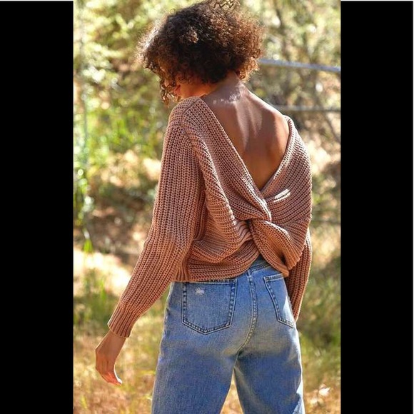 NWOT LA HEARTS / PACSUN Twist Ribbed Knit Chunky Cropped Sweater Camel M - Picture 8 of 8